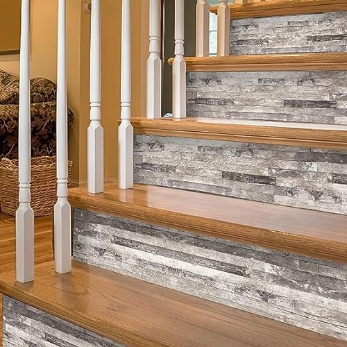 Neukids Holzoptik Treppenaufkleber Selbstklebende, treppen Treppenstufen dekorfolie, Küche Bad Jahrgang Holzmaserung Fliesen Dekoration, Holzoptik 14Pcs 100x18cm