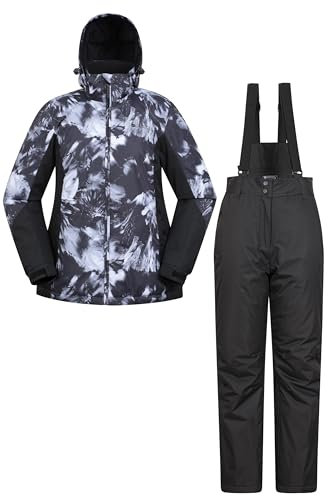 Mountain Warehouse Womens Ski Jacket & Pants Set - Padded Insulation, Snowskirt, Zipped pockets & Adjustable Hood - Best for Autumn, Winter, Outdoors & Travelling Monochrome Women's Size 20