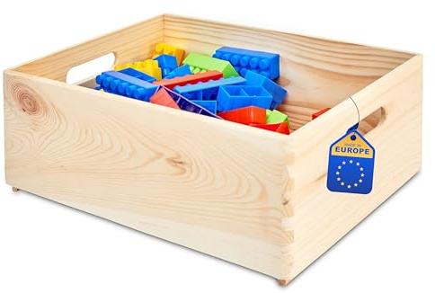 Pinus Holzkiste ohne Deckel 40x30x13,5 cm Aufbewahrungsbox Bastelkiste