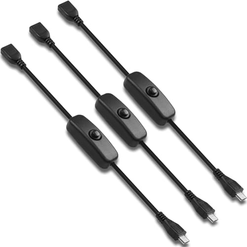HATMINI Micro-USB-Stecker auf Buchse mit Schalter, Ladekabel, 5 V, 2 A, Kurzes Verlängerungskabel, Unterstützt Ladestrom für USB-Geräte