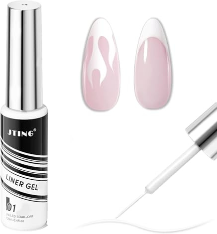 NLFOX White Nail Polish - Painted Gel Nail Polish - White Gel Liner Nail Polish - 12ml Gel Liner Nail Art with Thin Brush - Nail Color Painting Nail Gel - Soak off UV Lamp Manicure Salon