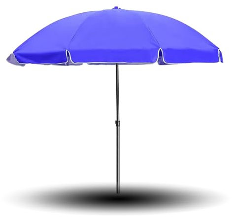 240/260/280/300cm Sombrilla De Mercado, Parasol de Playa Parasol Redonda con Ajuste de Altura y 8 Varillas para Jardín, Patio(Color:Bleu,Size:10ft/300cm)