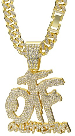 YOHAX Hip Hop Halskette Legierung Alle Diamant OTF Buchstaben Anhänger Halskette Hip Hop Männer Frauen Kubanische Halskette