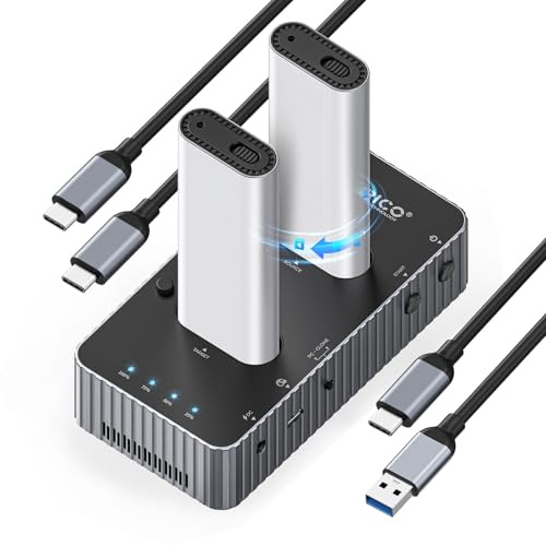 ORICO 40Gbps M.2 NVMe Hard Drive Docking Station with Offline Clone Dual-Bay NVMe Cloner with USB C Cable for Both (M Key, B+M Key) PCIE NGFF Dock, Compatible Size 22110 2280 2260 2242 2230-IT28N