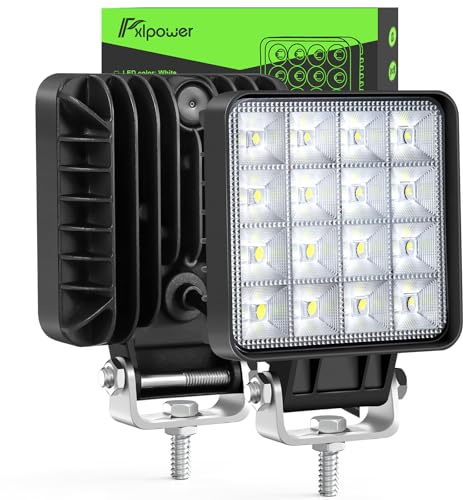 Fxlpower 2 Stück 48W LED Flutlicht Arbeitsscheinwerfer 12V 24V Zusatzscheinwerfer, IP67 Offroad led scheinwerfer, Rückfahrscheinwerfer für Bau und Industrie sowie LKW, Offroad