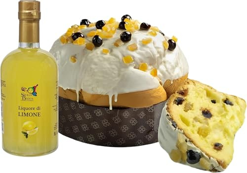 Sicilia Bedda - PANETTONE ARTIGIANALE BONFISSUTO 1 KG - Prodotto a Lievitazione Naturale - IDEA REGALO (Amarena & Limone con Limoncello Cl. 50)