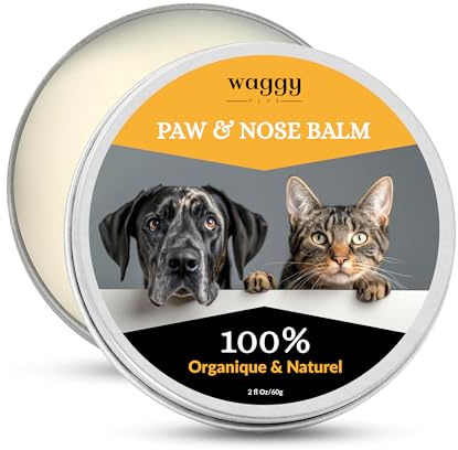 WAGGY PLUS Skyddande Balsam för Hundars och Katters Tassarna, 100% Naturlig och Ekologisk. Skyddar, Repar och Återfuktar torra och skadade nosar och trampdynor. Balsam för de känsligaste områdena, 50