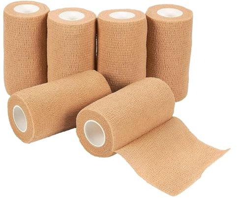6 Rollen 10cm x 450cm Haftbandage Verband, Selbstklebender Verband Selbstklebend Elastisch Pet Bandagen Fixierband, Handgelenk- und Knöchelband, nicht gewebter Verband (6PC)