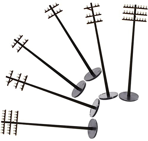 PHENOFICE 6pcs Miniature Telegraph Poles Model Diy Micro Landscape Road Telegraph Poles Plastic Model for Garden Sandbox Decor 1:87 Scale