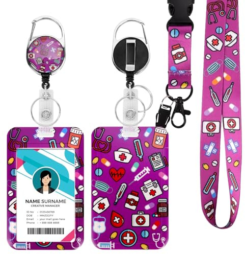 Ausweishülle mit Band, Id Badge Holder Breakaway Lanyard für, Einziehbare Badge Reel, Abnehmbare Namensschild Clips, Hals Lanyard Strap, Lehrer Büro Geschenke