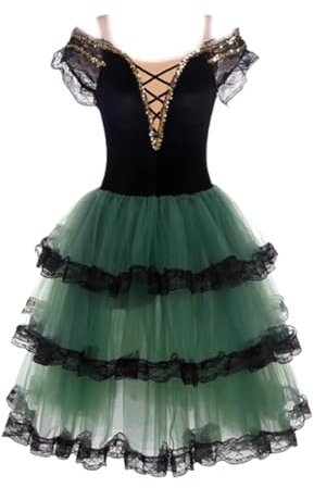Vestito da Flamenco per Ragazze, Vestito da Danza del Ventre Spagnola Vestito da Carnevale Compleanno Festa,Verde,170