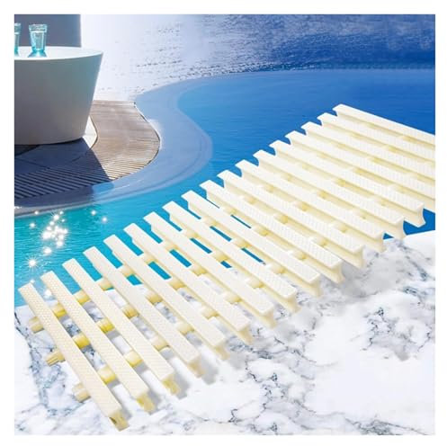 Rejilla de Piscina empalmada, Rejilla de plástico para rebosadero de canalones, Rejilla de Drenaje, Cubierta de Drenaje de Piso para baños, cocinas, entradas de vehículos, Patios y terrazas.