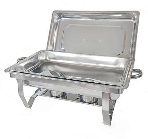 Professional Banquet Stainless Steel Foldable Chafing Dish - Single Compartment Buffet Server Food Warmer Catering Tray with Lid for Restaurant Catering Parties Weddings -9L (Single grid)