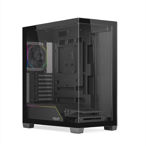Noua Iron VK100, Case Custom E-ATX, Ventilateur PWM ARGB, Verre trempé à Double fenêtre, Support pour Le Refroidissement par Liquide Complet, XXL Gaming Tower, USB 3.0, Noir