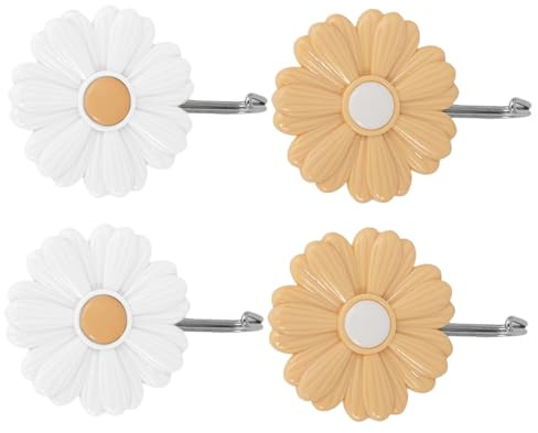 STOBAZA Crochet Adhésif Mural Marguerite, Patère Décorative Fleur en Acier Inoxydable, sans Perçage, Lot de 4 pour Porte-manteau Mural et Paquet Couleur Aléatoire