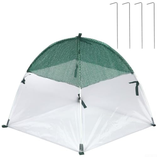 Sisinkal Mini cubierta de invernadero, 60 x 60 x 60 cm, tienda de protección de plantas con clavos de tierra, refugio portátil para plantas de interior y exterior para jardín de invierno en