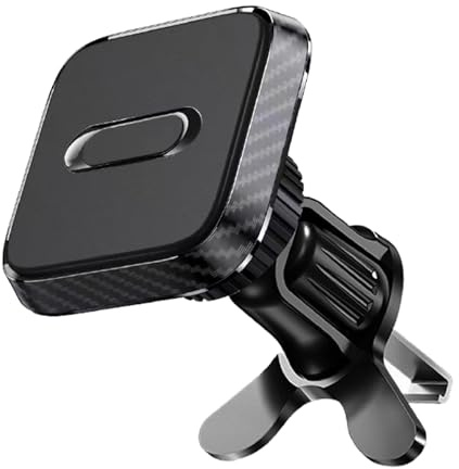 NOVOTECK Soporte Magnético para Teléfono de Coche,Montaje en Rejilla de Ventilación con Doble Base de Apoyo Antivibración,Imanes Fuertes N52,Diseño en Fibra de Carbono,Compatible con iPhoneModeloZ-058