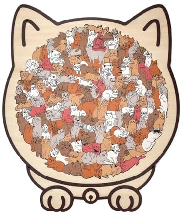 Rompecabeza Forma Gato 135 Piezas | Rompecabeza Madera para Gatos | Adorable r-ompecabeza Marco Contorno Gatito Colores | R-ompecabeza Animales Madera Divertido para Regalo Amantes Gatos