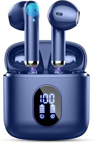 Wireless Earbuds, Bluetooth 5.4 Headphones in Ear NEW Wireless Earphones with 4 ENC Mic, Mini Ear buds with HiFi Stereo Deep Bass, 32H Playtime Dual LED Display, Bluetooth Earbud IP7 Waterproof USB-C
