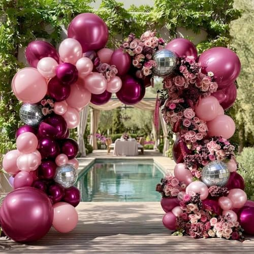 Kit ghirlanda di palloncini viola scuro e rosa, lilla chiaro lavanda discoteca palloncini argento per feste di laurea decorazioni compleanno anniversario celebrazione