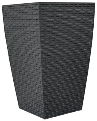 New Modern Black Rattan Square Planter 45cm – Stylish Indoor & Outdoor Plant Pot for Garden, Patio, Balcony & Home Déco-G71