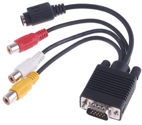 Risveglio Cavo adattatore da VGA maschio a S-Video e 3 femmina, 10 cm VGA a composito AV uscita video TV