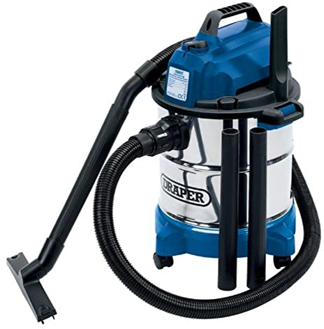 Draper 230V Wet and Dry 20 Litre Vacuum Cleaner 1.5m Flexible hose and Accessories - Home DIY Car Carpet Workshop and Professional Use