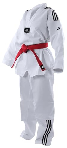 Adidas Dobok de Taekwondo Adi-Club à col noir, Homme, Dobok Adiclub 3S - weisses Revers, Bianco/Bianco, 200 cm