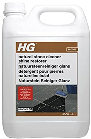 HG Natural Stone Cleaner & Shine Restorer, Limestone Floor & Marble Stone Safe, Floor Polish, Mark Remover, Oil Remover & Stain Remover, Porcelain Tile Cleaner & Floor Cleaner - 5L