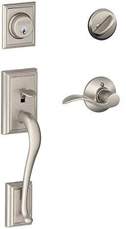 SCHLAGE Addison Single Cylinder Handleset and Right Hand Accent Lever, Satin Nickel (F60 ADD 619 Acc RH)