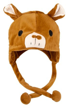TOPTIE Animal Hat with Ear Flaps and Pom Poms for Women-Alpaca