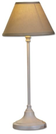 LOBERON Tischlampe Swindon, beige/antikweiß | Wundervolle Antik-Lasur - Klassischer Look - Geradliniges Design - Tischleuchte - Baumwolle - Eisen