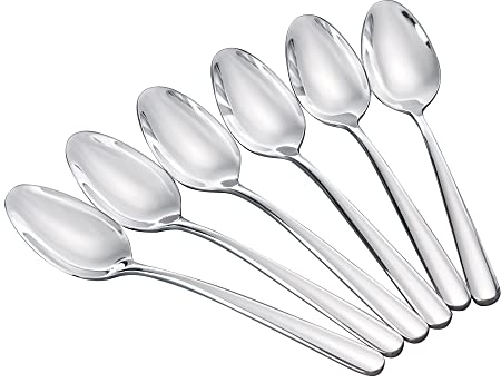 FOXAS 6er Set 19CM Suppenlöffel Edelstahl, Esslöffel Menülöffel Tafellöffel Müslilöffel Spülmaschinenfest, Schwer und Hochwertig Löffel aus Edelstahl Rostfrei 304, Serie Bon Appétit
