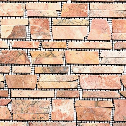 Mosaik Fliese Marmor Naturstein rot Brickmosaik Rossoverona für BODEN WAND BAD WC DUSCHE KÜCHE FLIESENSPIEGEL THEKENVERKLEIDUNG BADEWANNENVERKLEIDUNG Mosaikmatte Mosaikplatte