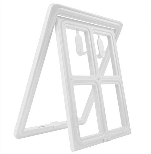 Upgraded Magnetic Locking Pet Door for Dogs, Puppies and Cats - Plastic Safe Flap for Screen Doors, Gates & Windows with Magnetic Lock - Large White