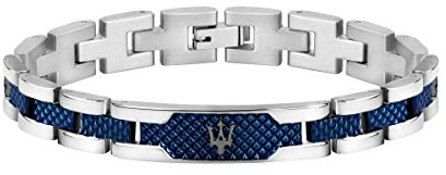 Maserati Bracciale da uomo, Collezione JEWELS, in Acciaio, PVD grigio, PVD blu - JM419ASC02