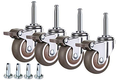 castors Kinderbett Leise Rollen Gummi 2 Zoll M8 Stielrollen Mit Bremse Universal- Schwenken Möbel Wagen Lenkrollen Sicher Für Parkettboden Teppich 50mm 4 Packungen -180KG