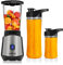 LEHMANN Blender Mixeur Smoothie 1200W, Mini Blender 1L avec 2 Bouteilles BPA-Free Portables de 570 ml et 400 ml pour Jus, Smoothies et Milkshake, Facile à Nettoyer, Système à 4 Lames