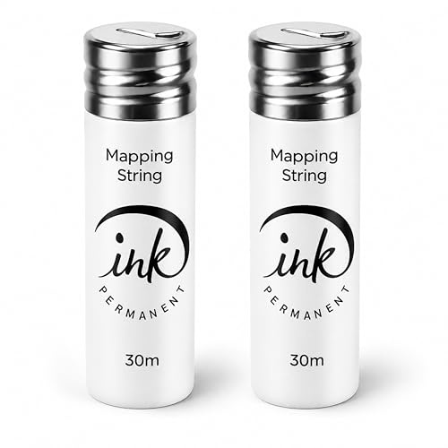 Ink Permanent White Brow Mapping String [2 X 100 Ft Flaskor - 60 m] Förinfärgad mappningstråd för permanent makeup och microblading tillbehör | Ögonbrynsmappningskit