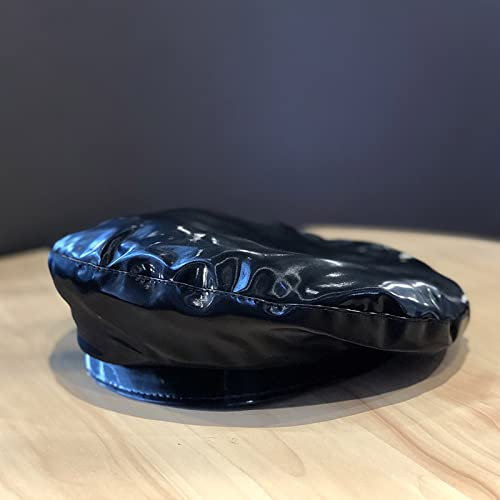 oonui Baskenmütze Damen Pu-Modell Aus Massivem Kunstleder Pu Baskenmütze Mütze Männer Frauen Freizeit Malerhut, Schwarz, 56 cm