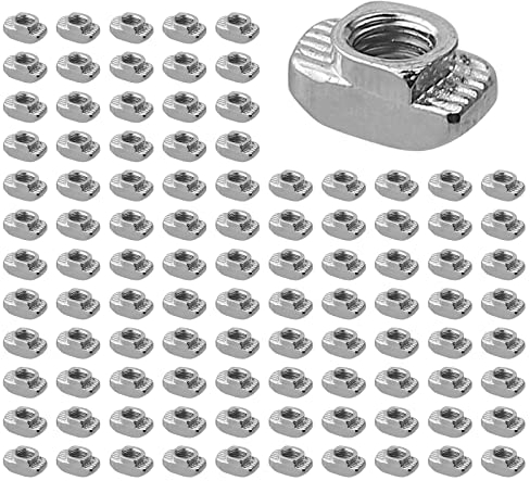 GETLITOOL 100pz Dadi M4 T-Slot in Acciaio Carbonio EU20 Set 100x Dadi a Testa Martello Filettato M4 per Scanalatura 6mm Serie 20 Profilo Alluminiale CNC Stampanti 3D