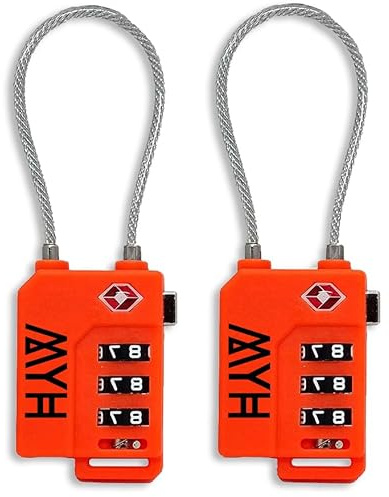 MYH Combination Padlocks – Small Suitcase Locks for Travel, Gym Locker Padlocks, Luggage Locks for Suitcases, Coded Padlock with Code for Lockers & More (2X Orange, Combination Lock)