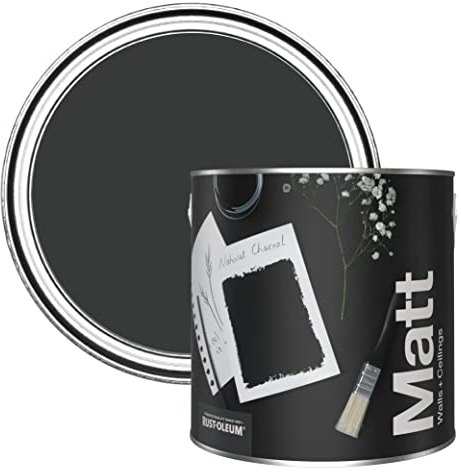 Rust-Oleum Colours Matt Emulsion Wall and Ceiling Paint - Natural Charcoal (Black) 2.5L