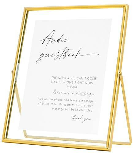 Calculs Gold Glass Picture Floating Frames 10x8 inches for Party Table Decoration Sign Wedding Inspo Audio Guest Book Welcome Sign Holder for Photobooth