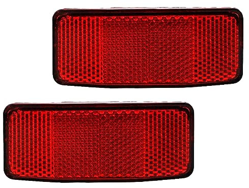 SM SunniMix 2-Pack Rectangular Red Bike Reflectors, Rear Frame Mount Cycling Warning Accessory, Universal Fit for Cycling Bikes, Easy Double Screw Installation
