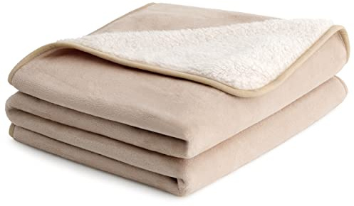 LE SURE Couverture polaire imperméable lavable - 152 x 127 cm - Grande couverture pour enfants et grands chiens - Couverture personnalisée pour protéger le lit et le canapé avec peluche douce - Crème