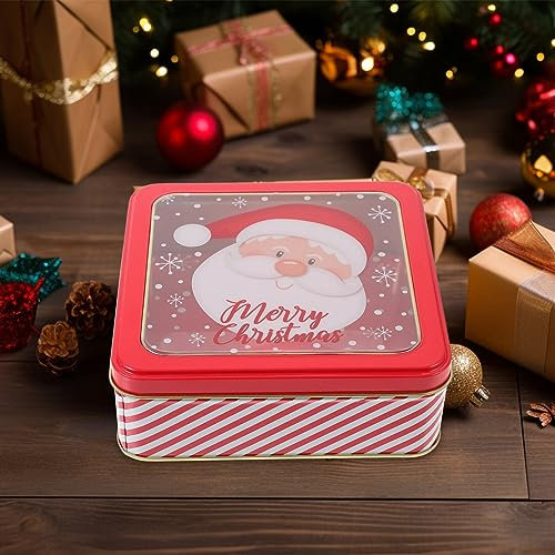 Yardwe 2stücke Weihnachtsblechdose Mit Transparentem Fenster Keksdose Aus Weißblech Für Geschenke Aufbewahrungsbox Für Süßigkeiten Weihnachtsdeko Mit Deckel