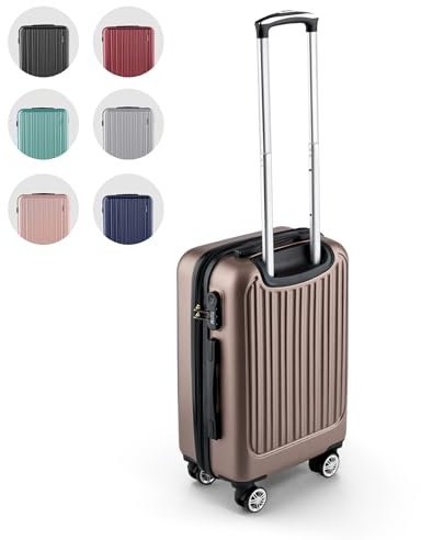 Easy Move ABS Hartschalenkoffer - Ergonomisch & Sicher - Kleiner Trolley Koffer mit 360° Rädern, Zahlen-Schloss - Rollkoffer, Reisekoffer Klein (Coffee, 54cm)