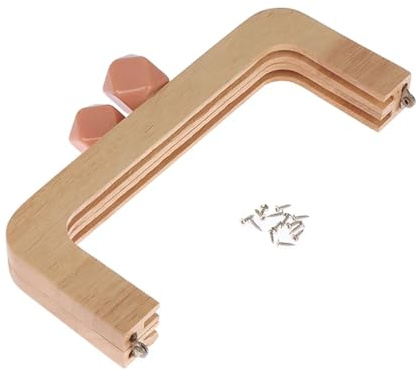Tornillos de marco de madera de Material for bolso, 20Cm, dentro del marco de madera con asa for bolso(Pink)
