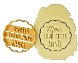 3DKOUPE - Emporte-pièce cannelé - Merci pour cette année - Couleur au choix - Conçu et fabriqué en France